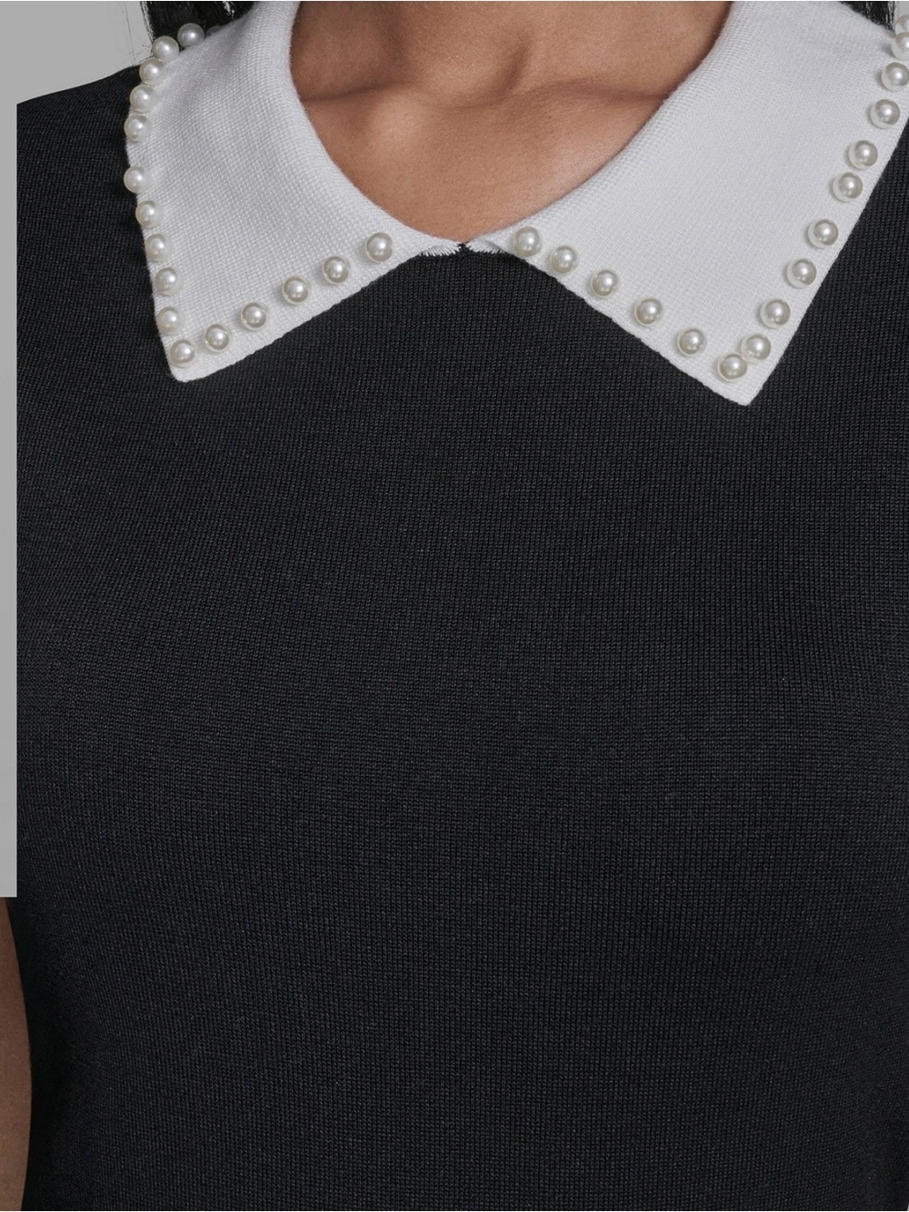 KARL LAGERFELD PARISWomen's Contrast Collared Sweater Dress M - Picture 4 of 7